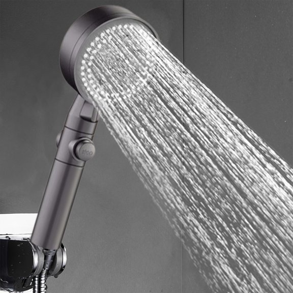 Uhuya Shower High Pressure Handheld Showerhead Hard Water High Pressure 8 Spray Modes Handheld Shower for The Elderly, Gray