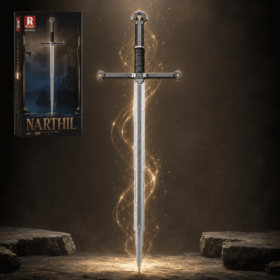 Reobrix Narthil Sword Building Set, Medieval Replica Model, Compatible with Lego, Home Decor Collectible Gift for Adults& Fans, 521Pcs