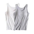 thumbnail image 2 of AGWOLF Womens Shelf Bra Tank Tops 2 Pack Plus Size Racerback Top Padded Workout Camis Yoga Shirt with Build in Bra Modal Undershirt Gray S, 2 of 9
