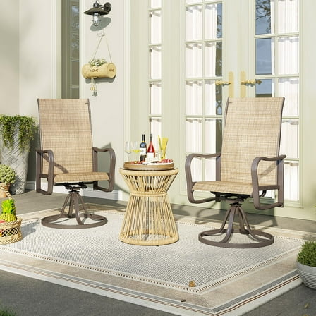 BaPiPro Outdoor Swivel Bar Stools Set of 2, Premium Patio Bar Stools, Textilene Bar Height Patio Chairs, Tall Patio Chairs for Yard, Garden, Balcony, (2-Pack, Brown)