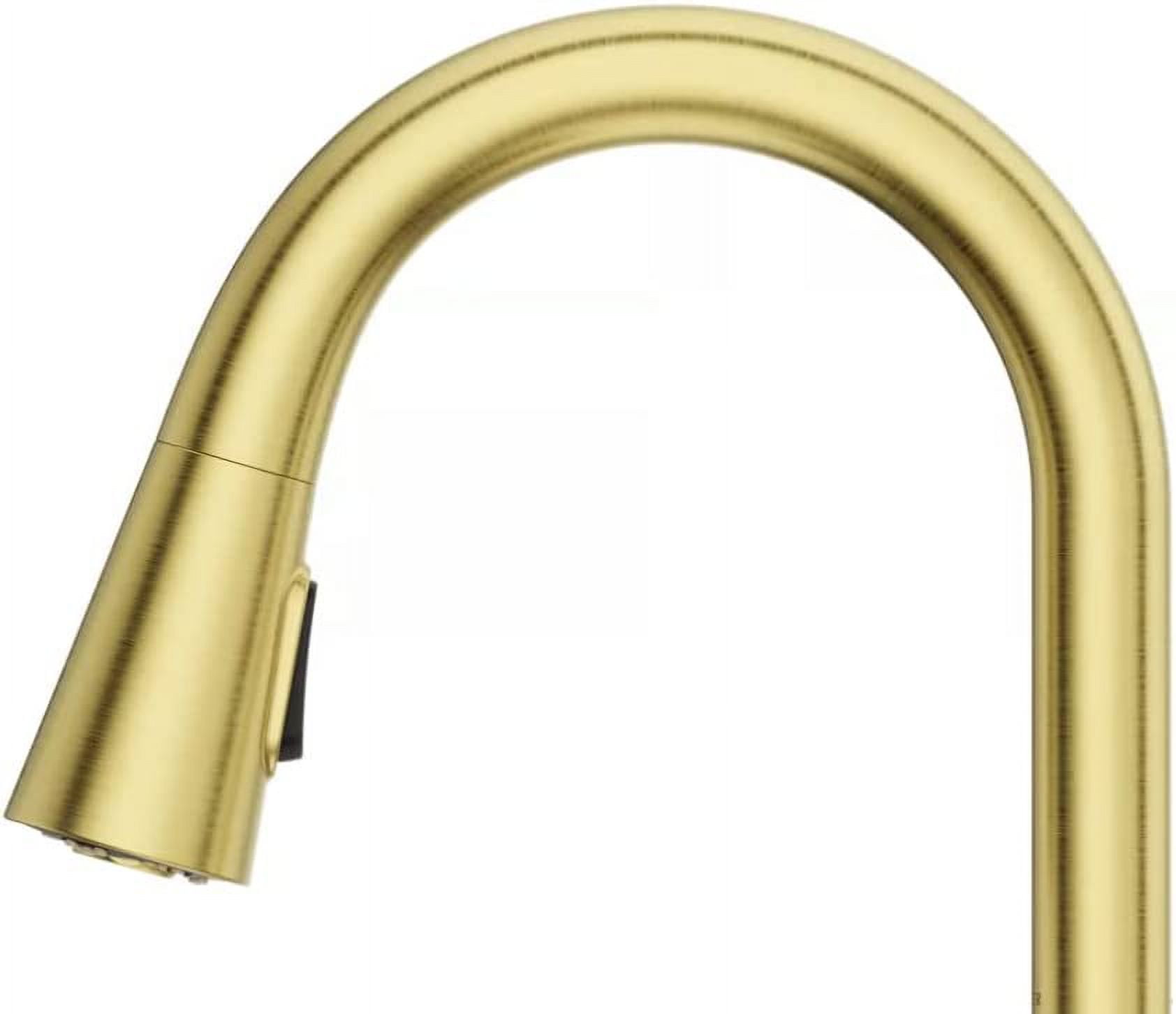 Pfister Barullli Single Handle Pull Down Sprayer Kitchen Faucet with Deckplate Included and Soap Dispenser in Brushed Gold