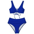 thumbnail image 4 of Dezsed Womens High Waisted Bikini Sets Sporty Vintage Two Piece Swimsuit Bathing Suits Push-Up Padded Swimwear Clearance Navy XXL, 4 of 7