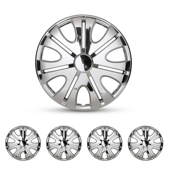 15" Universal Wheel Rims Cover,Chrome Hubcaps,Snap on Car Truck SUV,Set of 4,ABS PC Material