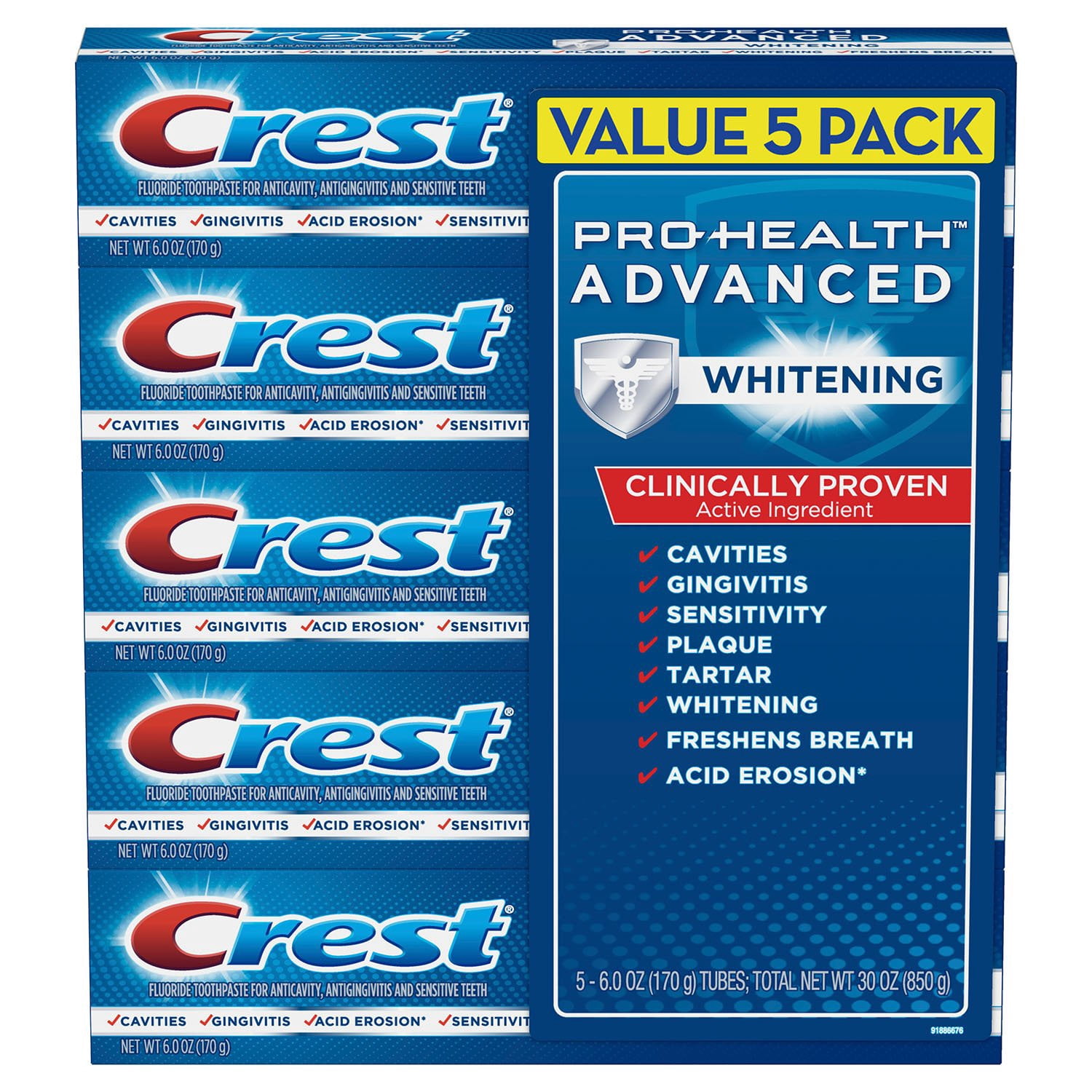 Crest Pro-Health Advanced Whitening Power Toothpaste (6.0 Ounce, 5 Count)