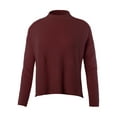 thumbnail image 1 of A2Y Women's Relaxed fit Mock Neck Mossy Fluffy Knit High Low Sweater Burgundy M, 1 of 5