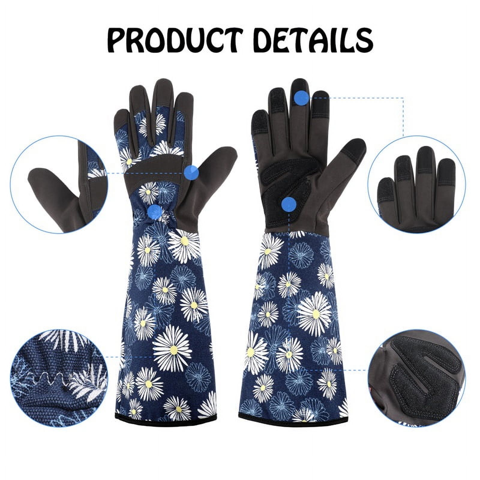 Qweryboo Women's Thorn-Proof Garden Gloves, Navy Blue photo 3