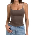 thumbnail image 3 of Junboys Slim-Fit Tank Tops for Women - Sleeveless V-Neck Camisole with Fitted Silhouette, Trendy Basic Top for Hot Girl Style, Perfect for Clubbing,Coffee M, 3 of 6