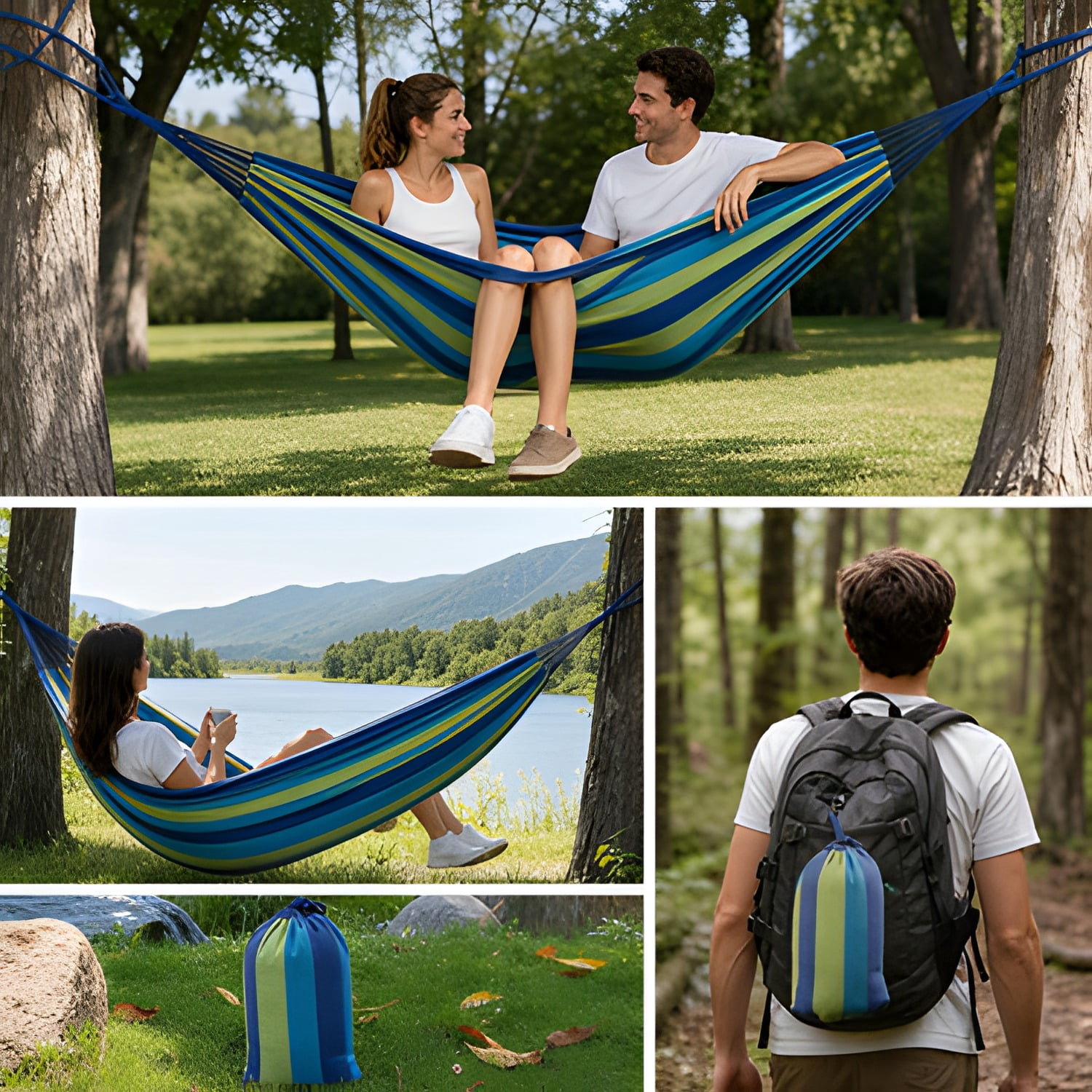 Portable Tree Hammock, Double Hammocks 2 Person with Outer Bag