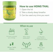 Hong Thai Traditional Thai Herbal Nasal Inhaler, 10g, Menthol Camphor Eucalyptus Blend – Pack of 1