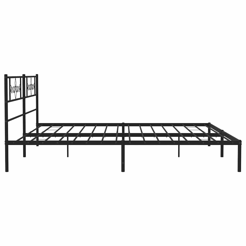 vidaXL 12" Black King Size Metal Bed Frame with Headboard No Mattress