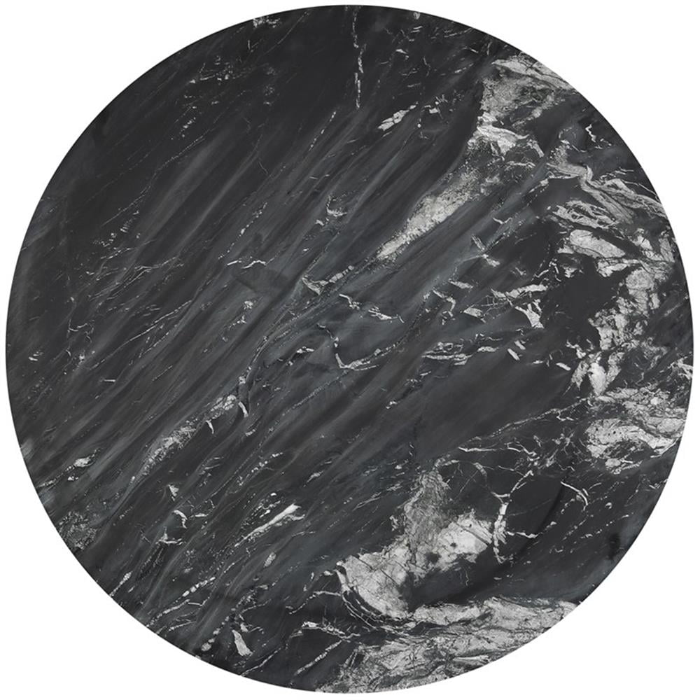 Maklaine Contemporary Black Marble with White Veining Dining Table