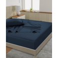 thumbnail image 4 of LANE LINEN Queen Sheet Set 4 Pc Queen Size Sheets Set 450 Thread Count 100% Cotton Sheets Cooling Sheets Queen Size Soft and Breathable Bed Sheets Queen Deep Pocket Queen Sheets - Estate Blue, 4 of 5