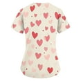 thumbnail image 2 of Valentine's Day Working Uniform for Women Love Heart Printed V-Neck Breathable Workwear Shirt Short Sleeve Professionals Soft Stretch T-Shirts with Pockets multicolor X-Large, 2 of 4