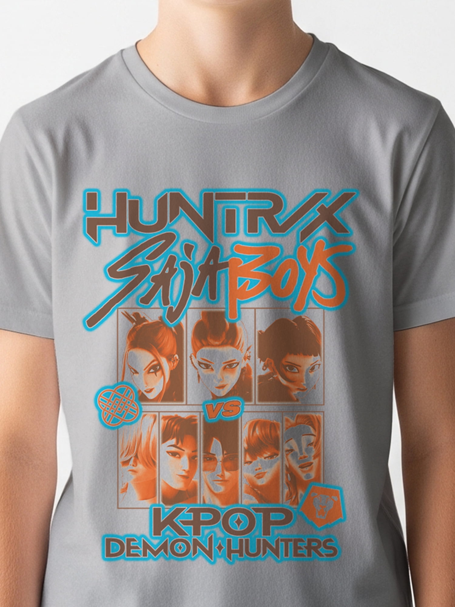 K-Pop Demon Hunters Boys' Graphic 2-Piece Set T-Shirts, Platinum Silver and Charcoal Dust, Sizes 4-18