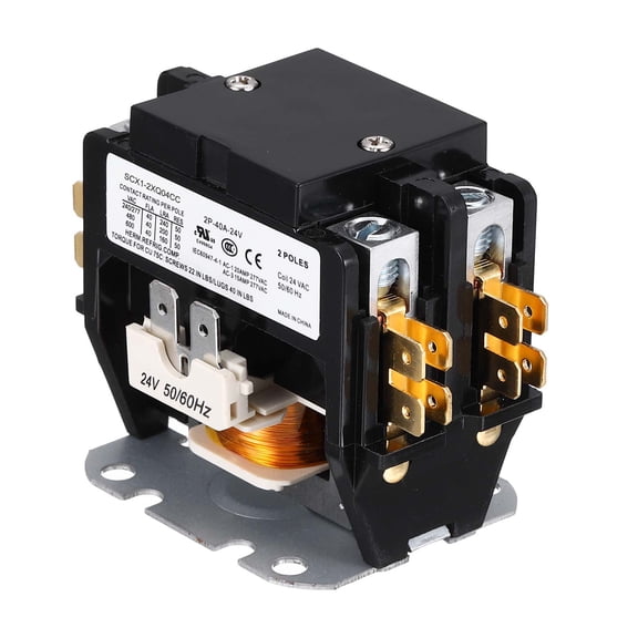 HVAC Contactor, 2 Pole FLA 40 Amps 24V Coil Air Conditioner Contactor Compressor Condenser Motor AC Definite Purpose Contactor, UL Listed