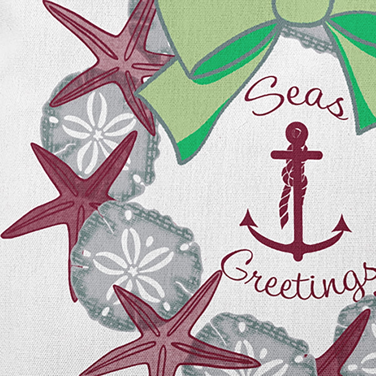 26" x 26" Simply Daisy Seas and Greetings Wreath Polyester Accent Pillow, Maroon Qty 1