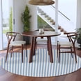 thumbnail image 4 of Blue Striped Large Area Rugs for Bedroom Living Room, Soft Non Slip Carpet Bedside Rug, Modern Simple Farmhouse Beige Vintage Round Floor Cover Kitchen Accent Rug 6' for Dining Room/Office, 4 of 9