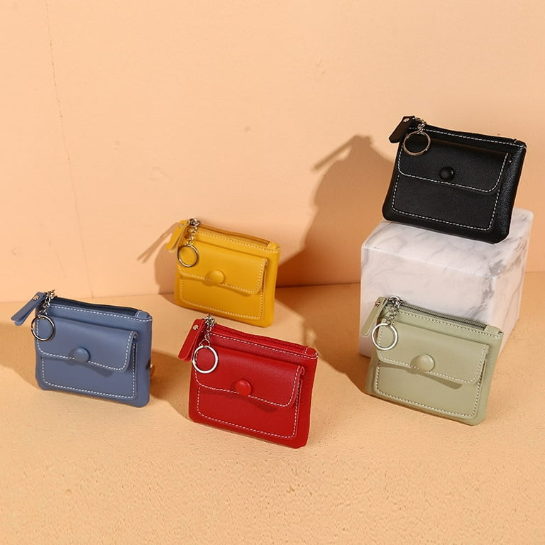 PU Leather Coin Purse Pouch Mini Small Women Wallet Zipper Key Chain Clutch  Bag Children's Key Holders Handbags Change Pouch