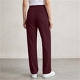 thumbnail image 5 of Lumosvexa Women's Drawstring Pants, Side Pockets Elastic Waist Straight Leg Fall Active Casual Pants Red 2XL, 5 of 8