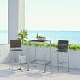 thumbnail image 2 of Modern Contemporary Urban Design Outdoor Patio Balcony Garden Furniture Bar Pub Stool Chair and Table Set, Aluminum Metal Steel, Grey Gray, 2 of 7