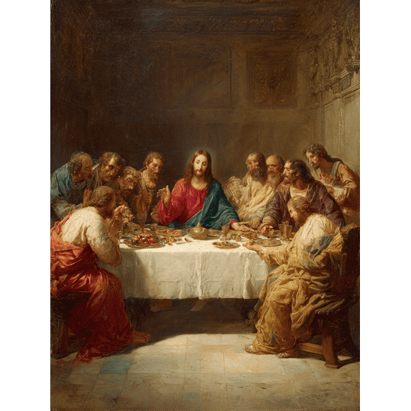 Qisvanset The Last Supper Religious Canvas Wall Art 15.75x11.81 Inches