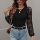 thumbnail image 4 of Otoño Invierno Suéter Ahueca Hacia Fuera Manga Larga Cuello Redondo Elástico Jersey Camisa De Punto para Mujer, 4 of 7