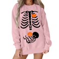 thumbnail image 2 of KHONTS Women's Skeleton Halloween Maternity Sweatshirts Crewneck Pullover Tops Pregnancy Announcement Tee Tops Pink L, 2 of 5