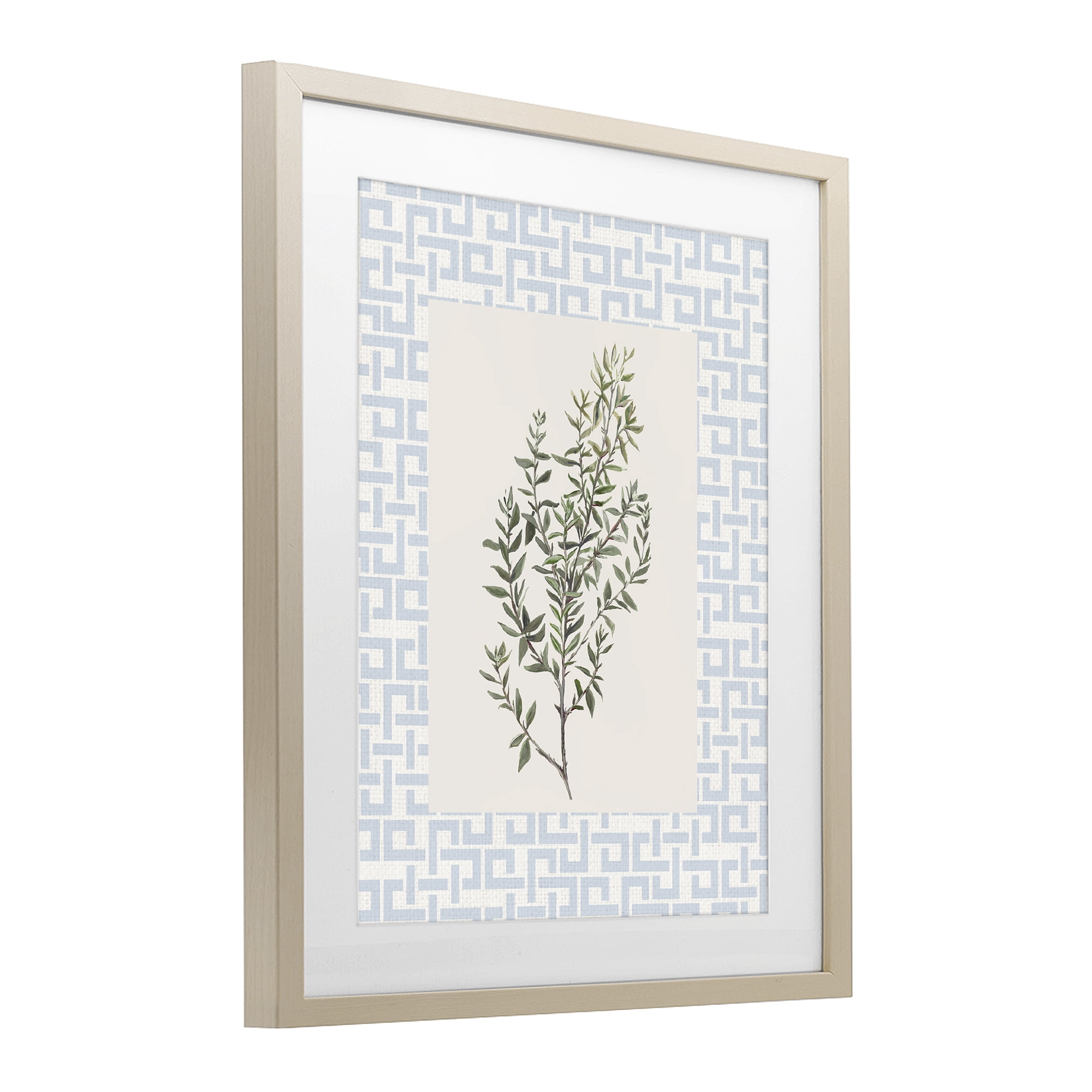 Stupell Industries Leafy Herb on Geometric Birch Framed Print Under Glass, design by Diannart