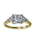 thumbnail image 1 of 1.00 Carat Excellent Princess Shape Genuine Diamond Latest Design Three Stone Engagement Ring for Ladies Solid 18K Yellow Gold Size 7.5, 1 of 8