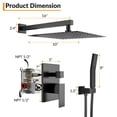 thumbnail image 3 of 10"/12" Square/Round Rain Shower Faucet System – High-Pressure Wall-Mounted Shower Set with Handheld & Valve, 3 of 8