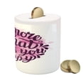 thumbnail image 3 of Saying Piggy Bank, Do More of What Makes You Happy Slogan with Watercolor Brush Strokes Background, Ceramic Coin Bank Money Box for Cash Saving, 3.6" X 3.2", Pink and Purple, by Ambesonne, 3 of 4