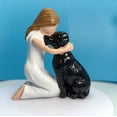 thumbnail image 4 of Creative Resin Figurine - Girl Hugging Dog Sculpture, Decorative Craft for Home, Garden, Desktop, Gift - Black, Artistic Accent for Living Room, Office, Shelf Display, 4 of 8