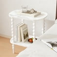 thumbnail image 4 of Gijjgole End Table, Marble Texture Modern Side Table with 2 Tier Open Shelf, Small Table Bed Side Tables Bedroom for Small Spaces, Living Room and Office (White), 4 of 7