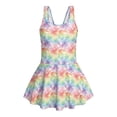 thumbnail image 4 of Tutolipy Rainbow Floral Beach Swimwear, One Piece Girls One Piece Swimsuit with Skirt Bottom for Vacation Summer Size 12-13 Years, 4 of 8