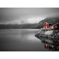 thumbnail image 2 of Frank, Assaf 32x25 Gold Ornate Wood Framed with Double Matting Museum Art Print Titled - Fishing huts on the waterfront, Lofoten, Norway, 2 of 4
