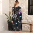 thumbnail image 4 of Women's Christmas Printed Fashionable Loose Round-Neck Dress, Holiday Print, Casual Wear, Retro Style, Comfort Fit, Everyday Dress, Festive,Black,2XL, 4 of 5