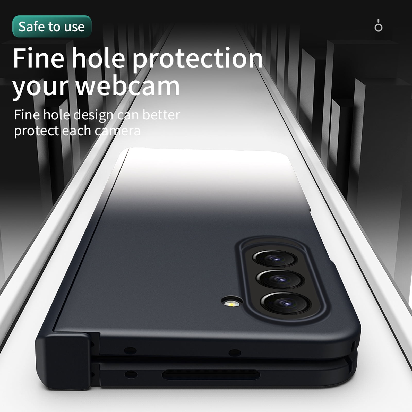 for Samsung Galaxy Z Fold 5 5G 2023 Case, Luxury Gradient Tempered Glass Drop Protection Matte Shockproof Hybrid Folding Flip Phone Case Cover for Samsung Galaxy Z Fold 5 5G 7.6 inch, Black + White