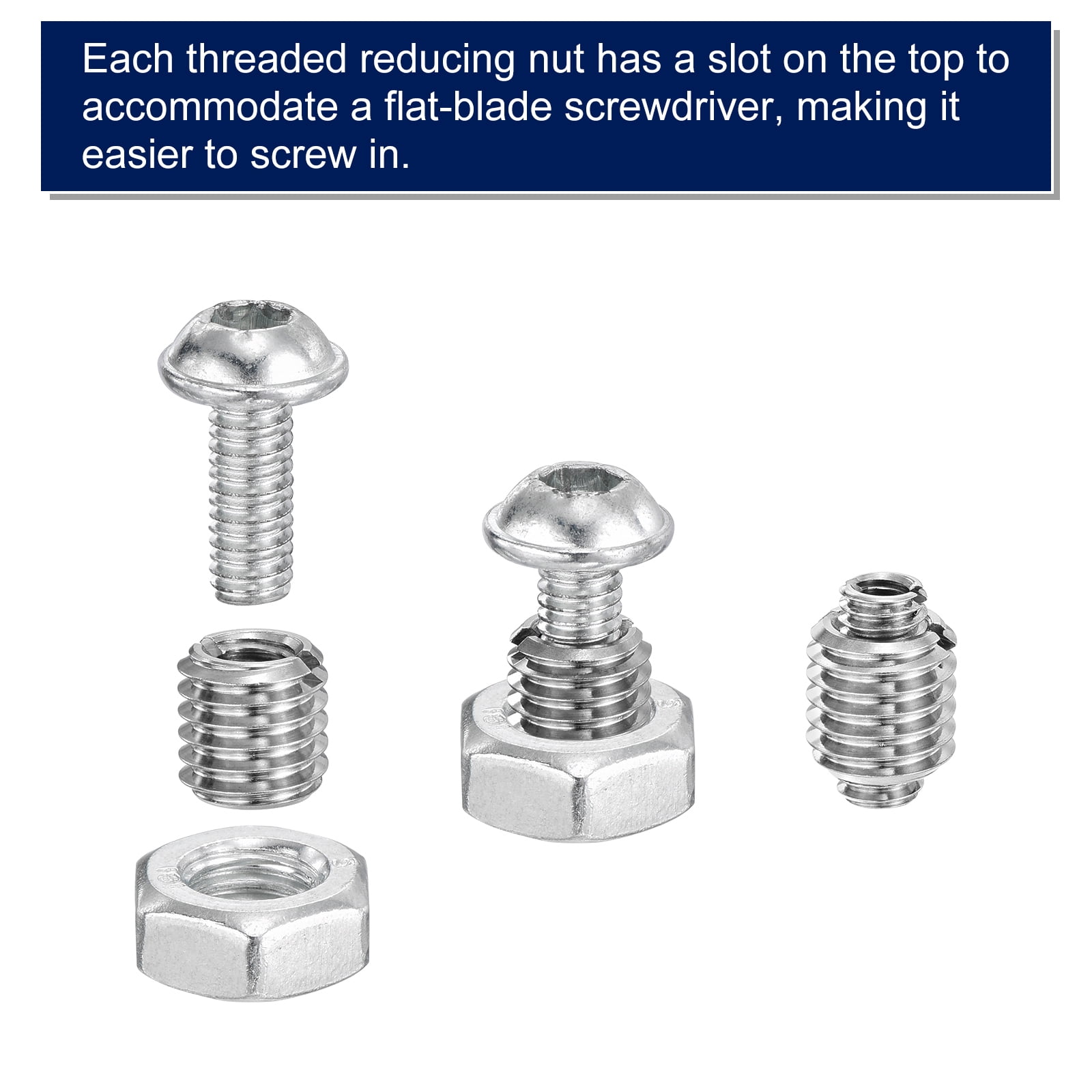 30Pcs Threaded Insert, Stainless Steel M14*2 Male to M8*1.25 Female 12mm Long
