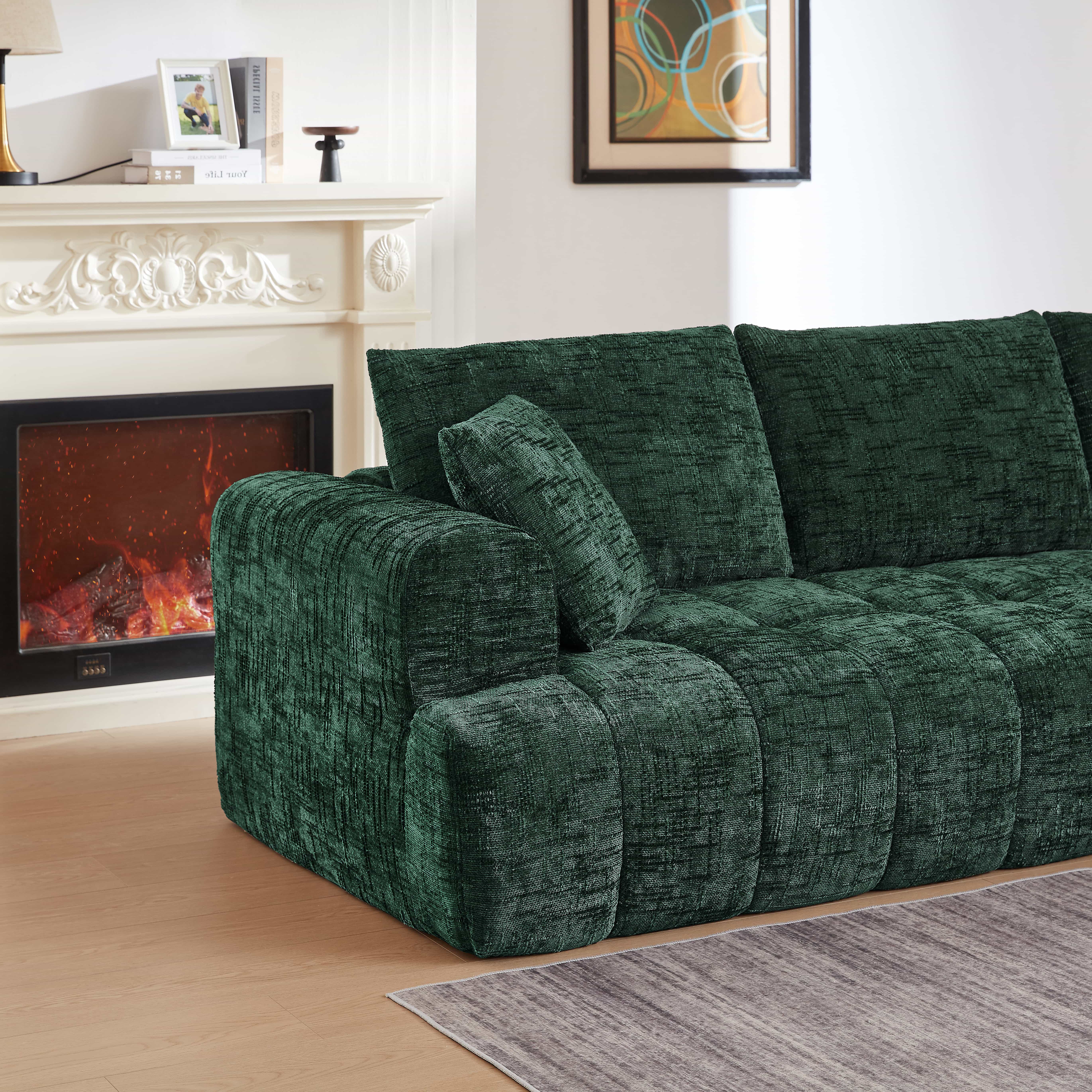 MAYEERTY Chenille L-Shape Oversized Sectional Sofa, Minimalist & Luxury for Apartment, 108×63" Green