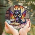 thumbnail image 2 of Lotusprinthandmade Cute Dragon with Book Stained Glass Suncatcher for Window Hanging Cir6in, 2 of 4