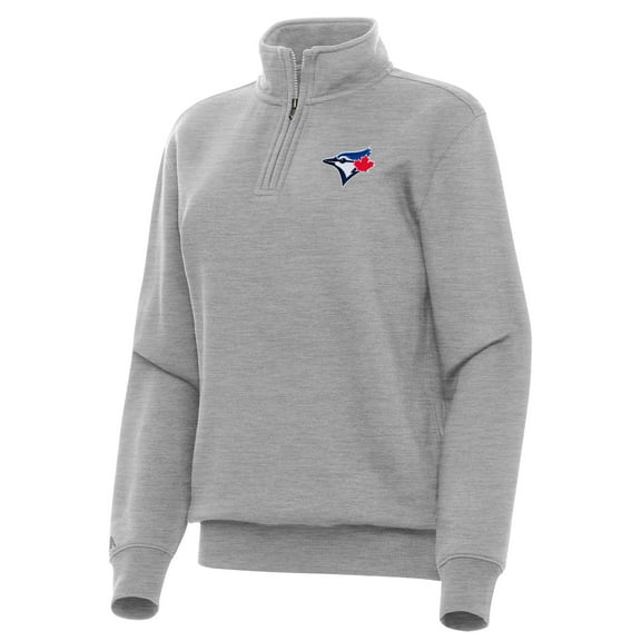 Women's Antigua Heather Gray Toronto Blue Jays Victory Quarter-Zip Sweatshirt