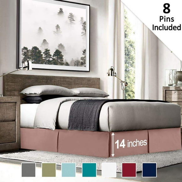 Bed Skirts Full XL Size - Full XL Size Bed Skirt with 8 Pins - Dust Ruffles Full XL Size Microfiber Bed Skirts XL Full Size - Full XL Size Bed Skirt 14 Inch Drop Taupe Sand