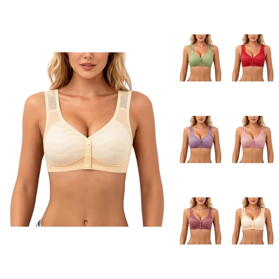 Front Closure Bras for Women Plus Size Wide Strap Push Up Anti Sagging Wireless Bralette Everyday Bra