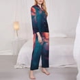 thumbnail image 3 of Balery Cosmic Paint Swirl Conjunto de Pijama con Estampado para Mujer, Conjunto de Dos Piezas con Manga Larga, Ropa de Dormir Suave con Bolsillos, Pijamas Cómodos-XX-Large, 3 of 7