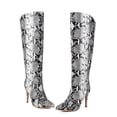 thumbnail image 2 of SACFOF Womens Thigh High Boots Stiletto Heel Faux Snakeskin Boots Side Pull-On Casual Slouchy Over The Knee Boots for Women, 2 of 6