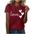 thumbnail image 4 of Craaazy Women's Love Heart Printed T-shirt Round Neck Short Sleeved Sunmmer Tops Gifts, 4 of 5