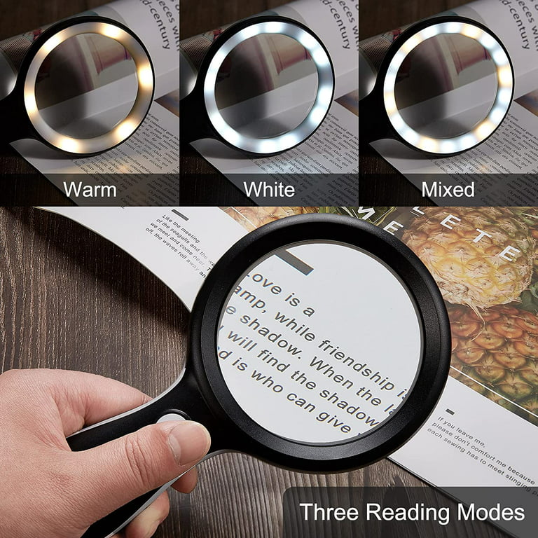 Magnifying Glass with 21 LED Lights,MOJINO 10X 30X Dual Glass Lens Handheld  Illuminated Magnifier Reading Magnifying Glass with for Seniors Kids  Reading, Inspection, Coins, Jewelry, Exploring - Yahoo Shopping