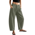 thumbnail image 2 of Breezora Women's Fashionable Casual Bucket Pants Cotton Linen Wide Leg Loose Fit Summer Breathable With Pockets, 2 of 6