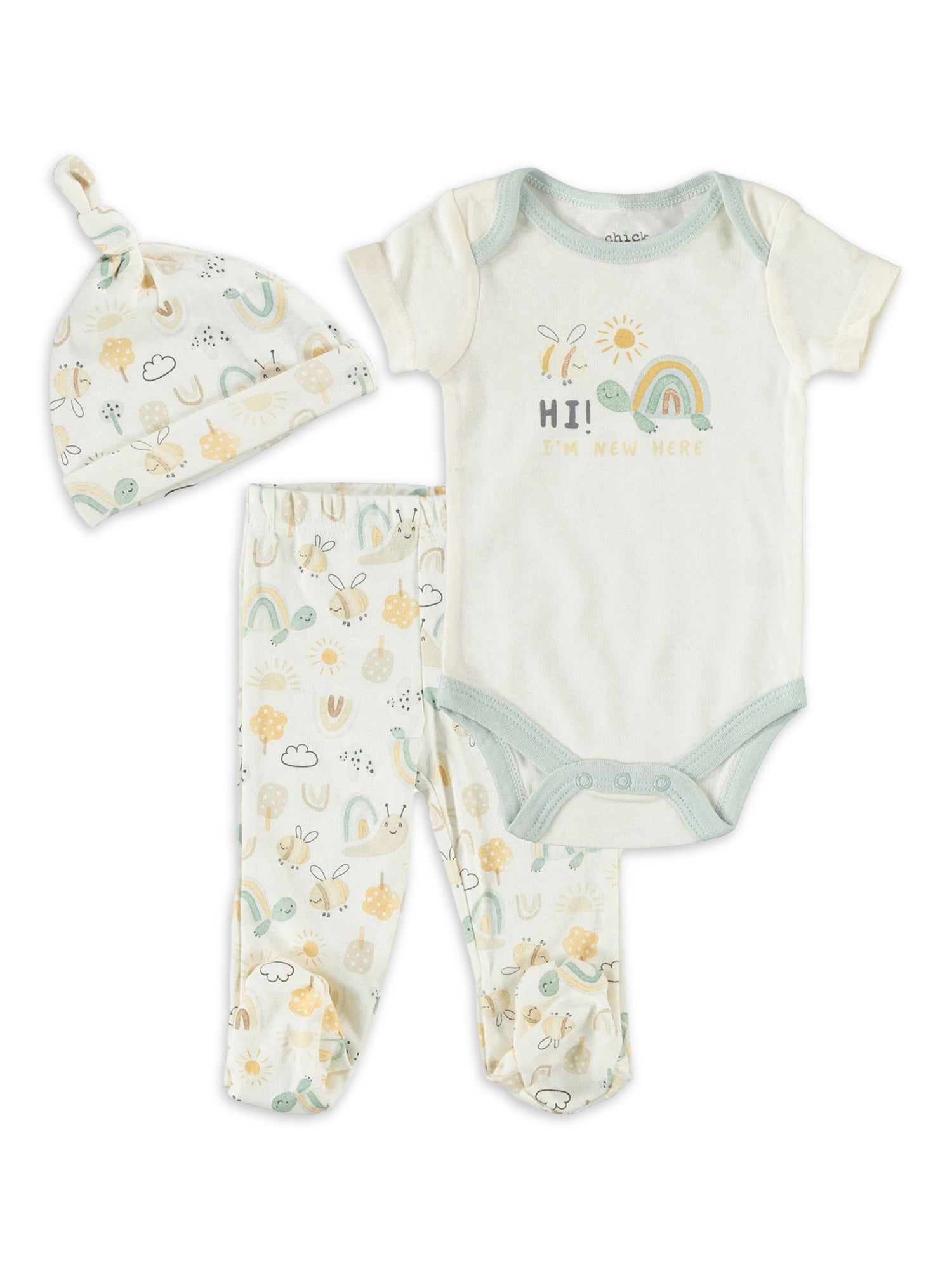 Chick Pea Baby Boy Baby Girl Gender Neutral Unisex 3 PC Footed Pant Set