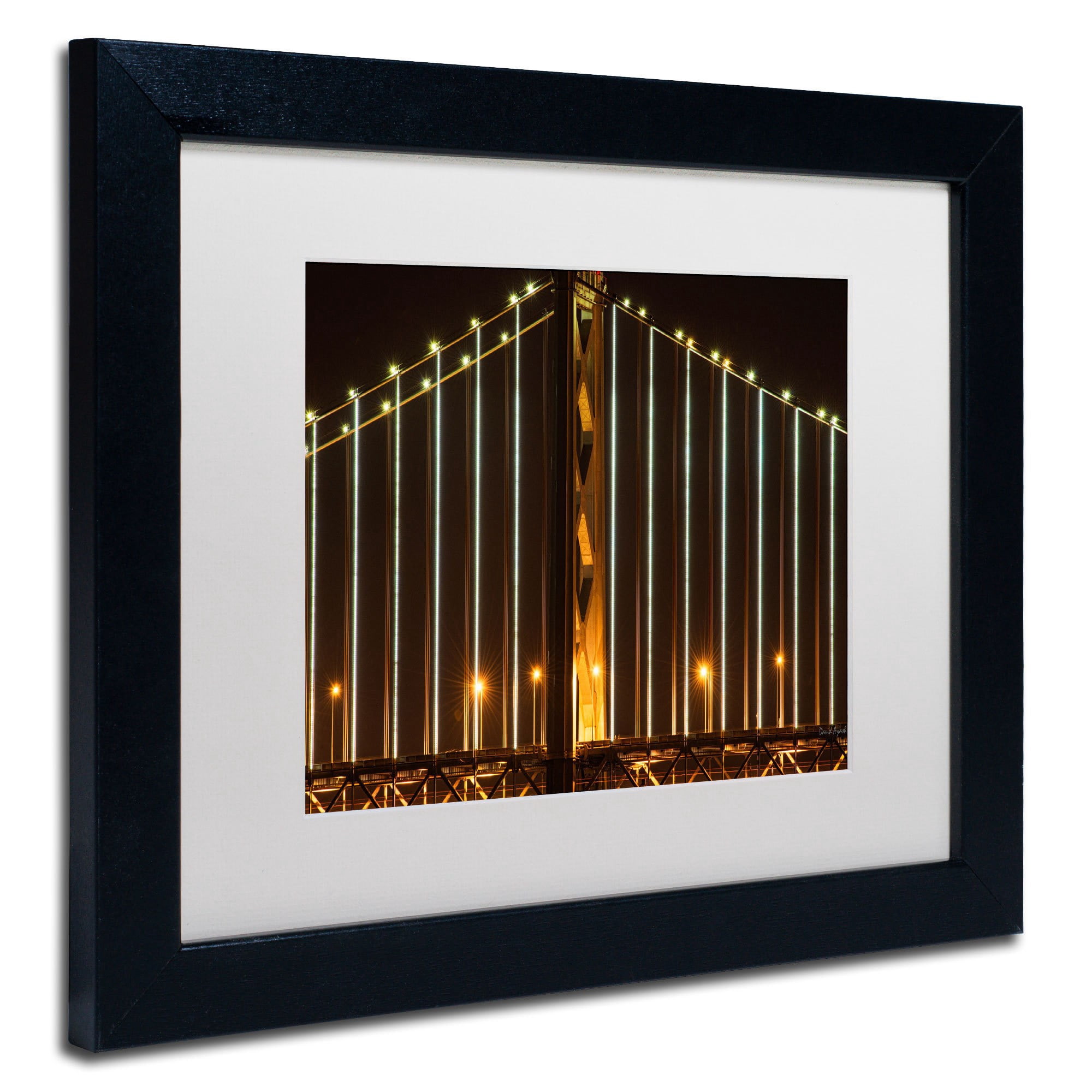 "Bay Bridge - San Francisco" Canvas Art by David Ayash, White Matte, Black Frame